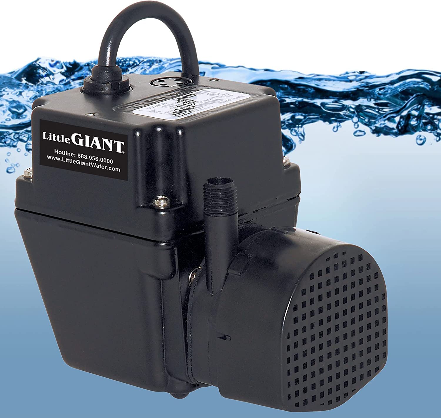 Little Giant 2E-38N-WG In-line/Submersible 300 GPH, 1/40 HP, 115 Volt Manual Small Oil-filled Aluminum Pump with 15-ft. Cord, Black, 502375