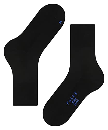 FALKE Unisex Run Socks, Light Cushion, Sporty, Classic Athleisure, Lightweight, Breathable, Skin-Friendly, Cotton, Black (Black 3000), 12.5-13.5, 1 Pair