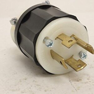 Leviton 2721 30 Amp, 250 Volt 3-phase, NEMA L15-30P, 3P, 4W, Locking Plug, Industrial Grade, Grounding - Black-White