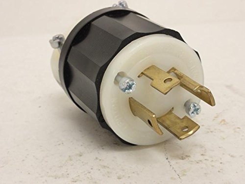 Leviton 2721 30 Amp, 250 Volt 3-phase, NEMA L15-30P, 3P, 4W, Locking Plug, Industrial Grade, Grounding - Black-White