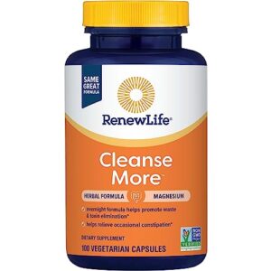 Renew Life Detox Cleanse More, Reduces Bloating and Restores Regularity, Overnight Constipation Relief, Soy, Dairy and gluten-free, 100 Capsules