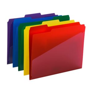 Smead Slash Pocket Poly File Folders, 1/3-Cut Tab, Letter Size, Assorted Colors, 30 per Box (10540)