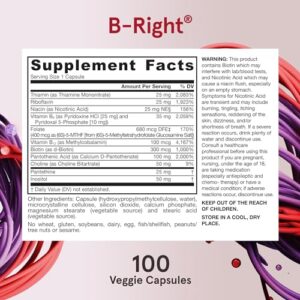 Jarrow Formulas B-Right Optimized B-Complex, Dietary Supplement for Cellular Energy, Immune Health and Stress Management Support, 100 Veggie Capsules, 100 Day Supply