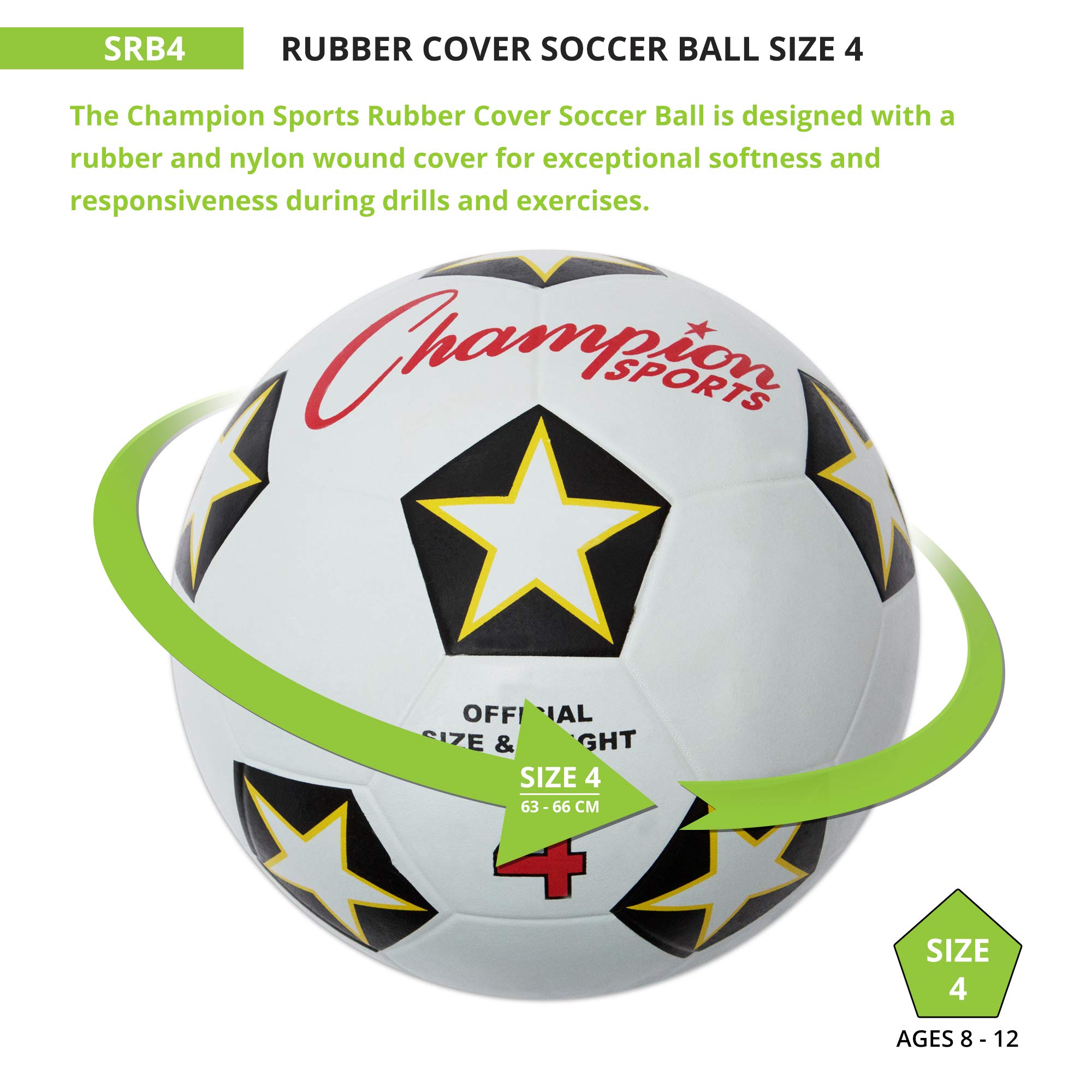 Champion Sports Rubber Cover Soccer Ball - Size 4