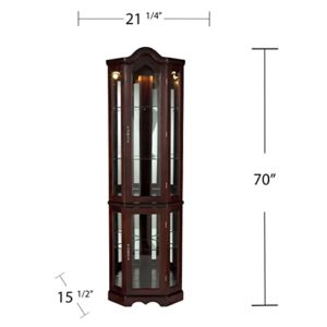 Home Decorators Collection Vitric Lighted Curio, 70" Hx21 Wx16 D, Mahogany