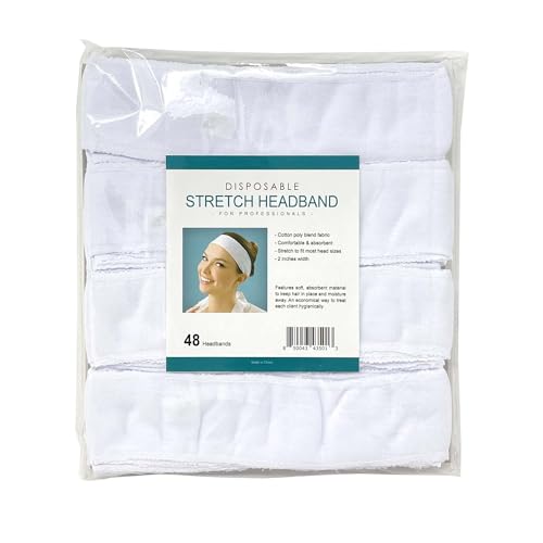 APPEARUS Disposable Headbands without Closure Stretch Cotton Cloth Spa Facial Headband (48 Count)