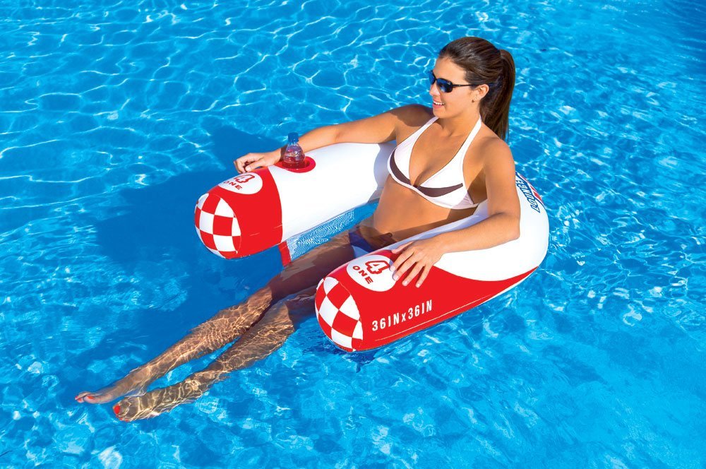 Sportsstuff Noodler 1 Inflatable Floating Lounge Chair with Cup Holder, Red & White