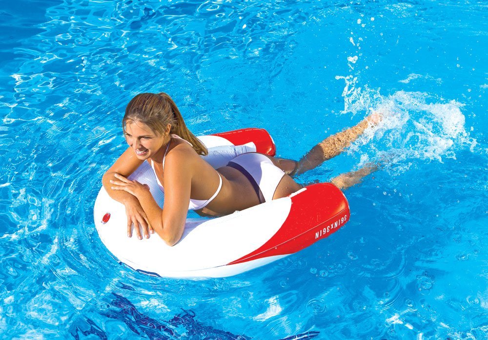 Sportsstuff Noodler 1 Inflatable Floating Lounge Chair with Cup Holder, Red & White