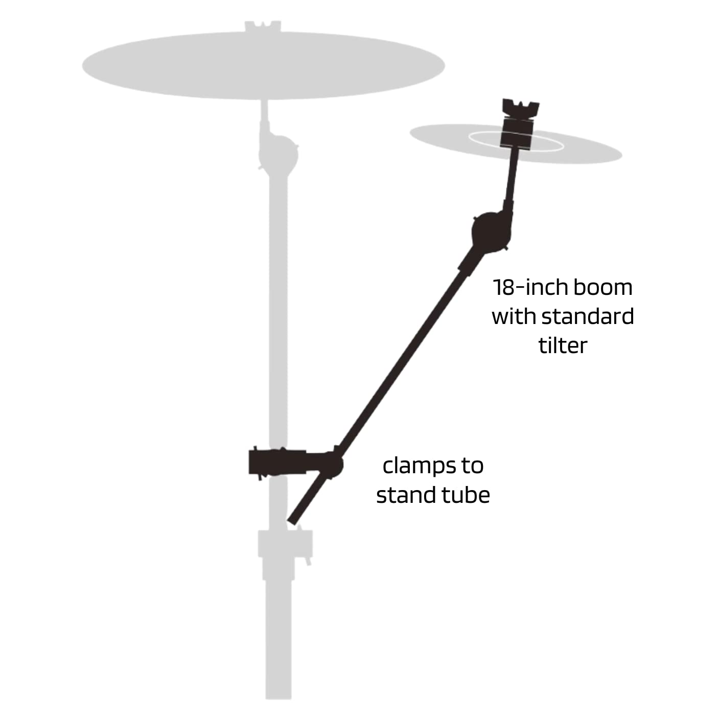 Gibraltar Long Boom Attachment Cymbal Arm with Rotating Grabber Clamp Holder (SC-CLBAC, 18")