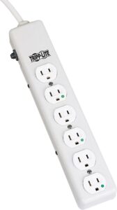 tripp lite safe-it medical-grade power strip, 6 hospital-grade outlets, ul 1363 certified, 1.5 ft / 0.45m cord, life limited manufacturer's warranty (ps-602-hg)