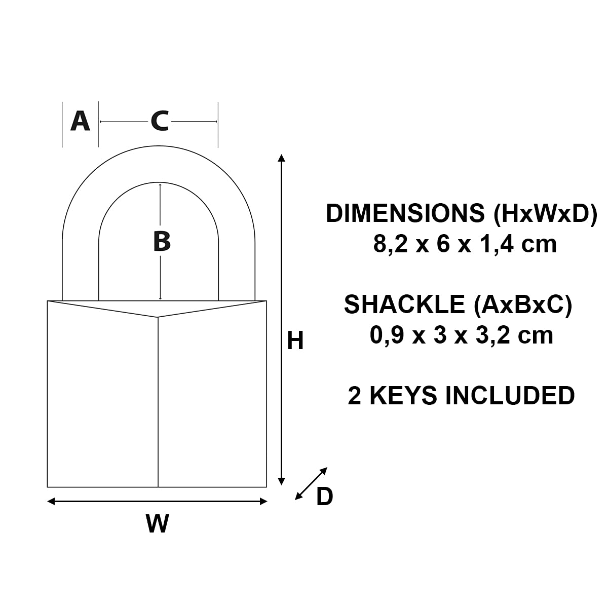 Master Lock 160EURD Key Padlock with Brass Body, Gold, 8,2 x 6 x 1,4 cm