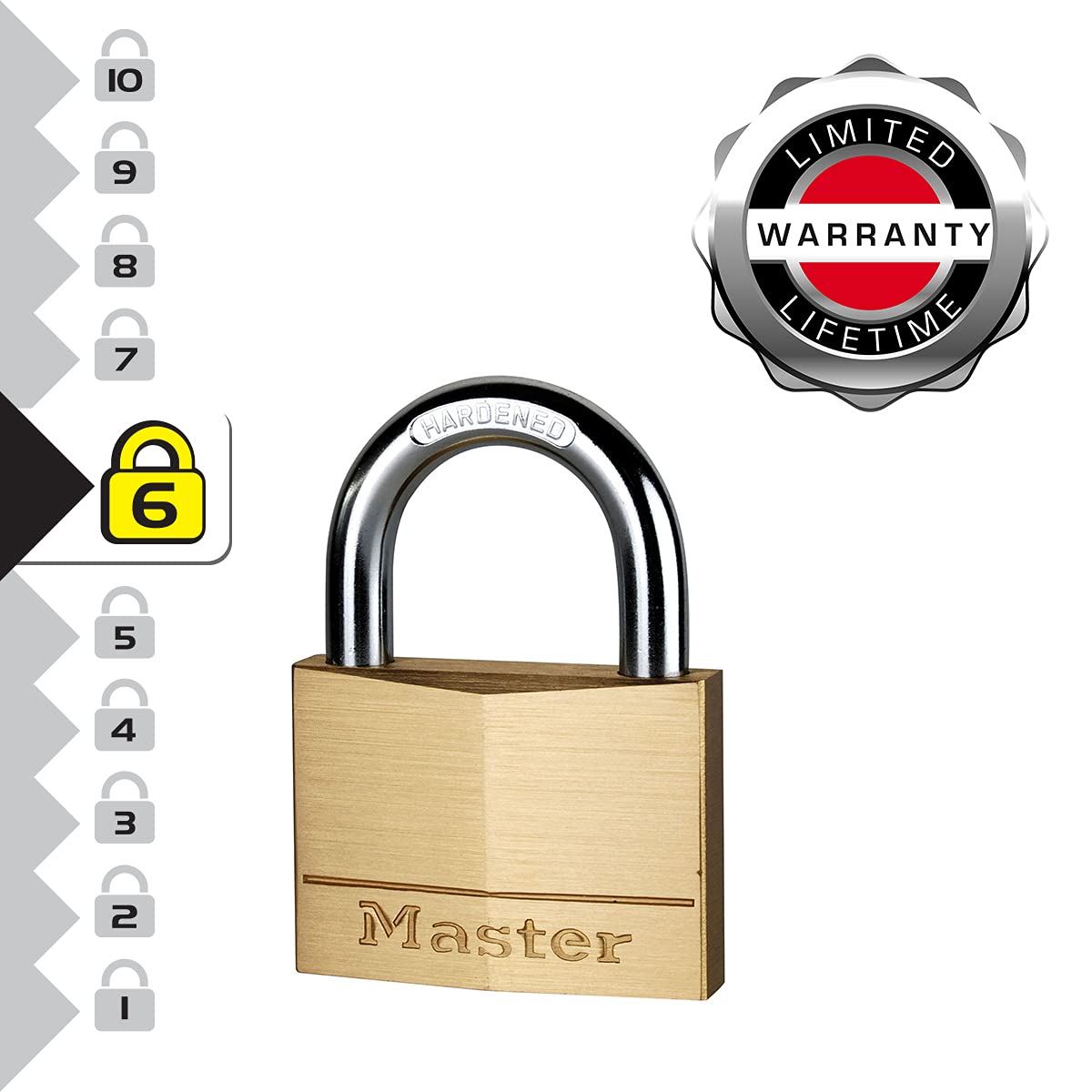 Master Lock 160EURD Key Padlock with Brass Body, Gold, 8,2 x 6 x 1,4 cm