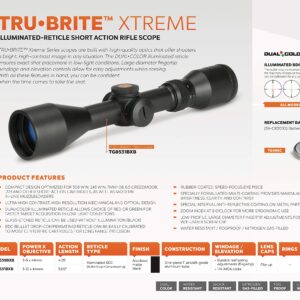 TRUGLO TruBrite XTREME Illuminated-Reticle Short Action Rifle Scope, 3-9 x 44mm