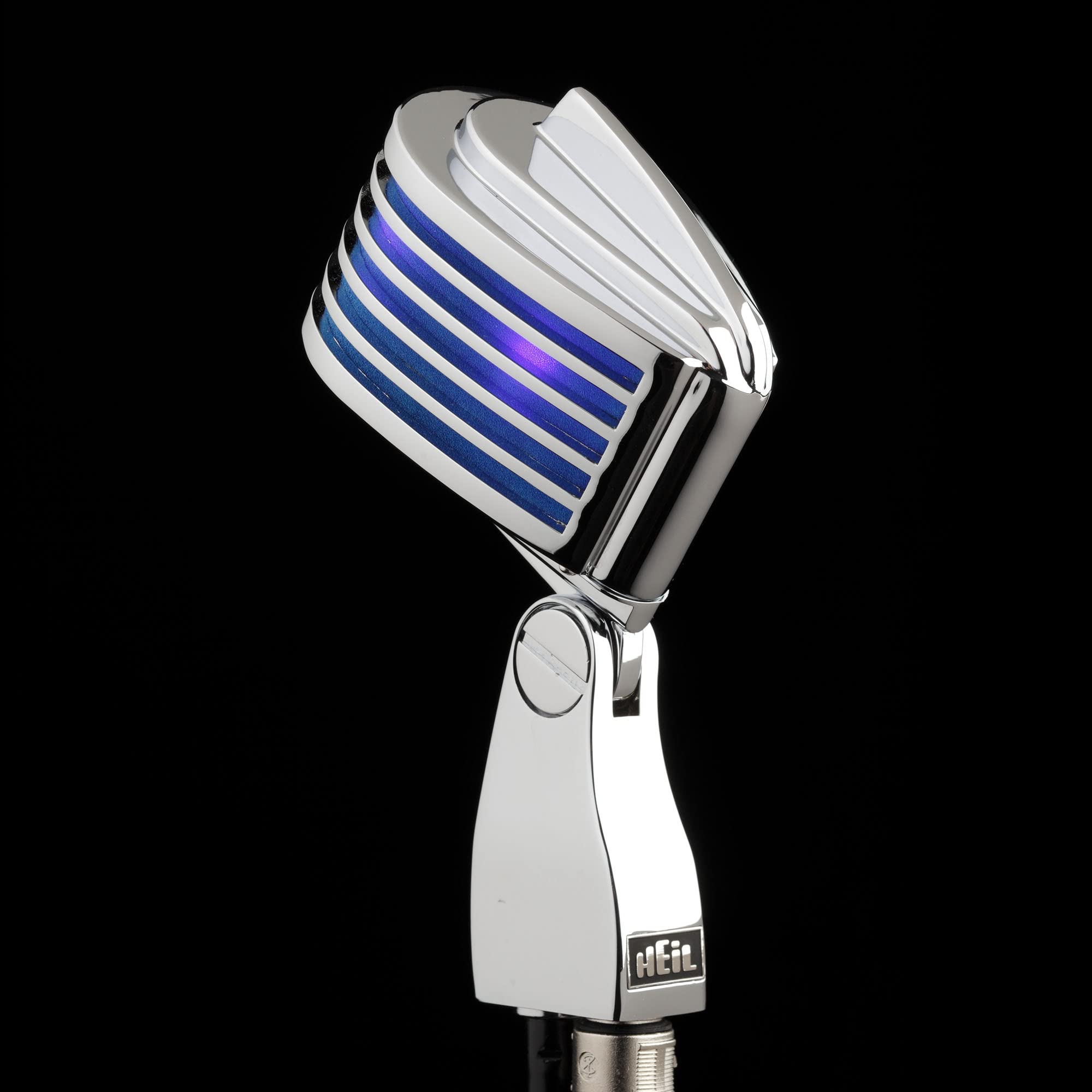 Heil The Fin Dynamic Microphone for Live Sound Applications and Video Podcasting, XLR Microphone with Vintage Appeal, Wide Frequency Response, and Superior Rear Noise Rejection - Chrome/Blue