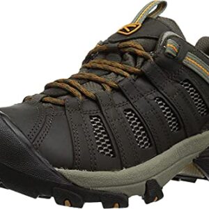 KEEN Men's Voyageur Low Height Breathable Hiking Shoes, Black Olive/Inca Gold, 7