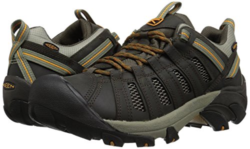 KEEN Men's Voyageur Low Height Breathable Hiking Shoes, Black Olive/Inca Gold, 7