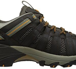 KEEN Men's Voyageur Low Height Breathable Hiking Shoes, Black Olive/Inca Gold, 7