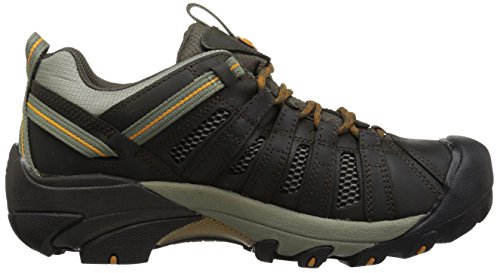 KEEN Men's Voyageur Low Height Breathable Hiking Shoes, Black Olive/Inca Gold, 7