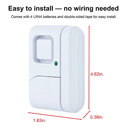 GE Personal Security Window and Door Alarm, 2 Pack, DIY Protection, Burglar Alert, Wireless Chime/Alarm, Easy Installation, Home Security, Ideal for Home, Garage, Apartment and More,White, 45115