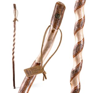 Hiking Walking Trekking Stick - Handcrafted Wooden Walking & Hiking Stick - Made in the USA by Brazos - Twisted Sassafras - 58 inches