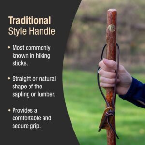 Brazos Rustic Wood Walking Stick, Sassafras, Traditional Style Handle, for Men & Women, Made in the USA, 55"