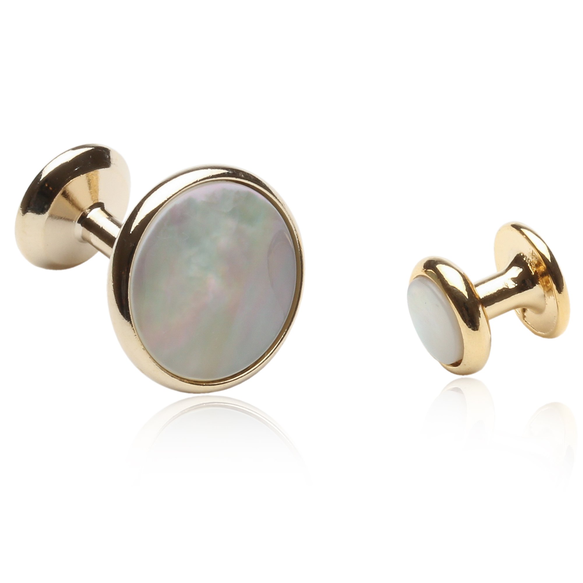 Cuff-Daddy Mother of Pearl Gold Cufflinks and Studs with Presentation Box