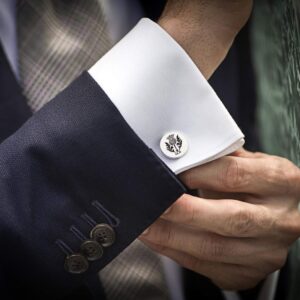 Cuff-Daddy Mother of Pearl and Silver-tone Cufflinks and Studs Tuxedo Formal Set with Presentation Box