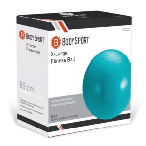 Body Sport Exercise Ball with Pump for Home Gym Balance Stability, Pilates, Core Strength, Stretching, Yoga, Fitness Facilities, Desk Chairs Teal 85cm