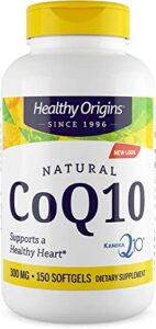 healthy origins coq10 (kaneka q10), 300 mg - heart health & energy supplement - gluten-free & non-gmo supplements - 150 softgels