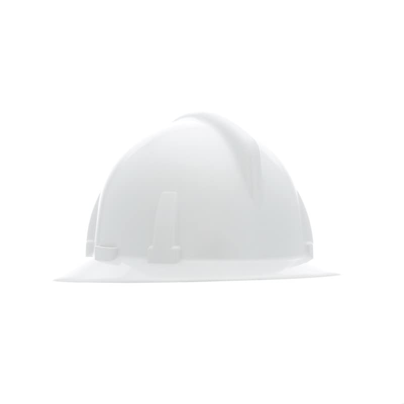 MSA 475393 Topgard Full Brim Safety Hard Hat with Fas-Trac III Ratchet Suspension | Non-Slotted Polycarbonate Shell, for General Purpose and Elevated Temperatures - Standard Size in White