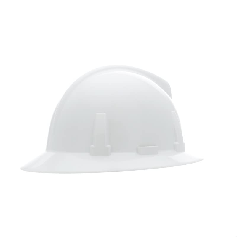 MSA 475393 Topgard Full Brim Safety Hard Hat with Fas-Trac III Ratchet Suspension | Non-Slotted Polycarbonate Shell, for General Purpose and Elevated Temperatures - Standard Size in White