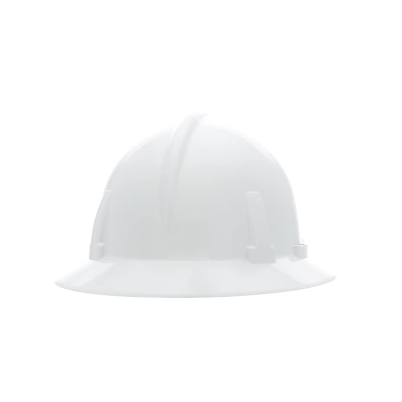 MSA 475393 Topgard Full Brim Safety Hard Hat with Fas-Trac III Ratchet Suspension | Non-Slotted Polycarbonate Shell, for General Purpose and Elevated Temperatures - Standard Size in White