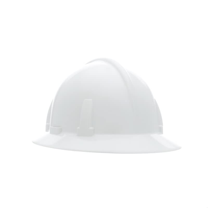 MSA 475393 Topgard Full Brim Safety Hard Hat with Fas-Trac III Ratchet Suspension | Non-Slotted Polycarbonate Shell, for General Purpose and Elevated Temperatures - Standard Size in White