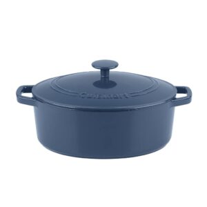 Cuisinart Cast Iron Casserole, 5.5 Qt Oval Covered, Enameled Provencial Blue