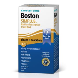 Boston Simplus Contact Lens Solution, for Gas Permeable Contact Lenses, Contact Lens Case Included, 1 Fl Oz