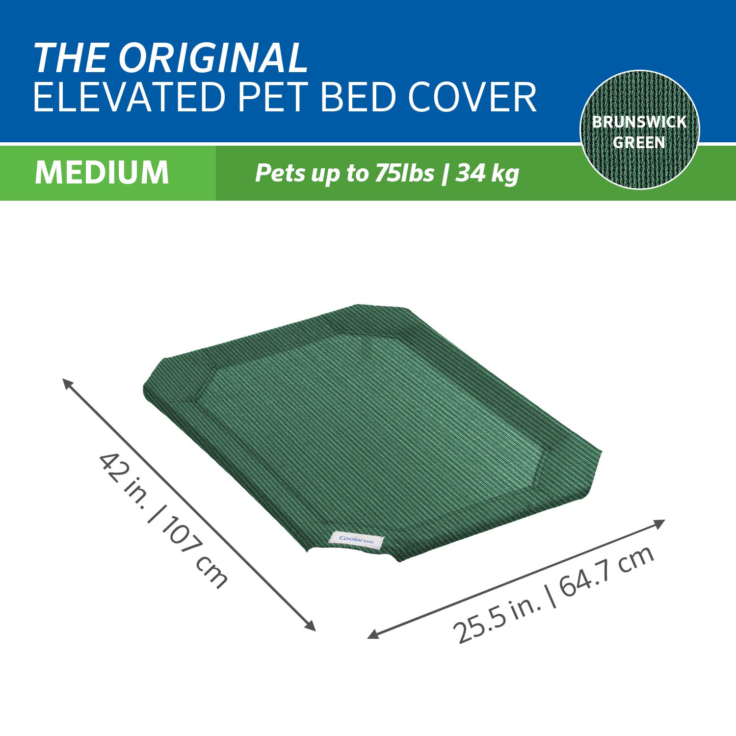 Original Pet Bed Replacement Cover - Brunswick Green - Medium (35" x 25.5")