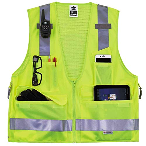 Ergodyne - 21429 GloWear 8250Z ANSI Lime Surveyors Reflective Safety Vest with Back Pocket, 4XL/5XL