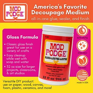 Mod Podge Gloss Sealer, Glue & Finish: All-in-One Craft Solution- Quick Dry, Easy Clean, for Wood, Paper, Fabric & More. Non-Toxic - Craft with Confidence, Made in USA, 32 oz., Pack of 1