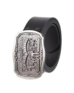 levi's men's leather belt with antiqued buckle,black,34