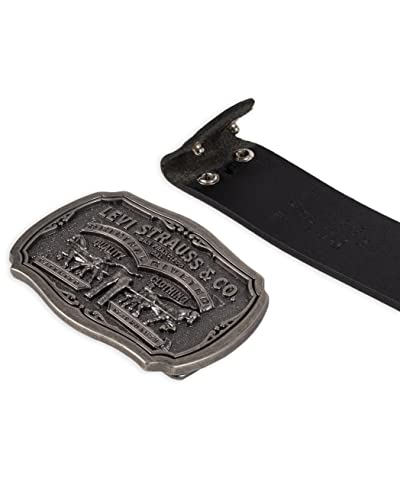 Levi's Men's Leather Belt With Antiqued Buckle,Black,34