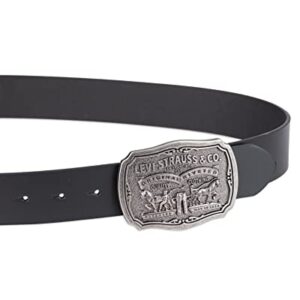 Levi's Men's Leather Belt With Antiqued Buckle,Black,36