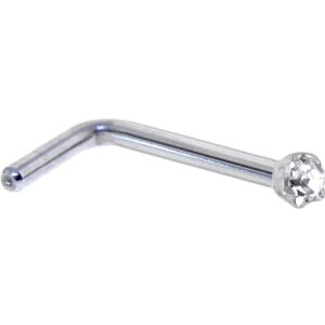 body candy solid platinum 1.5mm (0.015 cttw) genuine diamond l shaped nose stud ring 18 gauge 1/4"