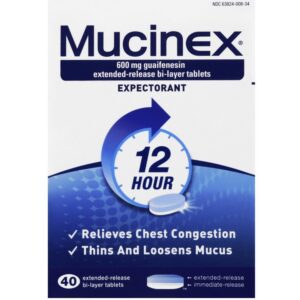 mucinex 12-hour chest congestion expectorant tablets, 40 ct