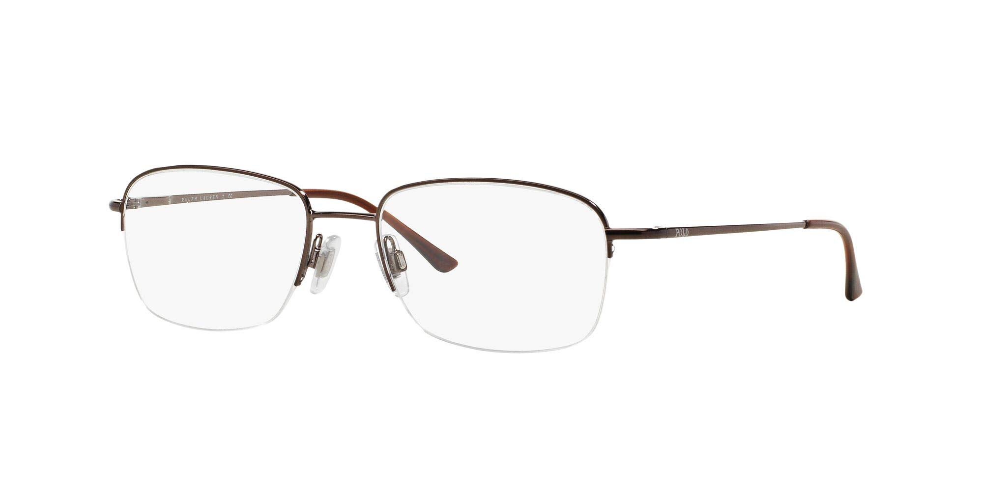 Polo Ralph Lauren Men's PH1001 Square Prescription Eyewear Frames, Shiny Brown/Demo Lens, 53 mm