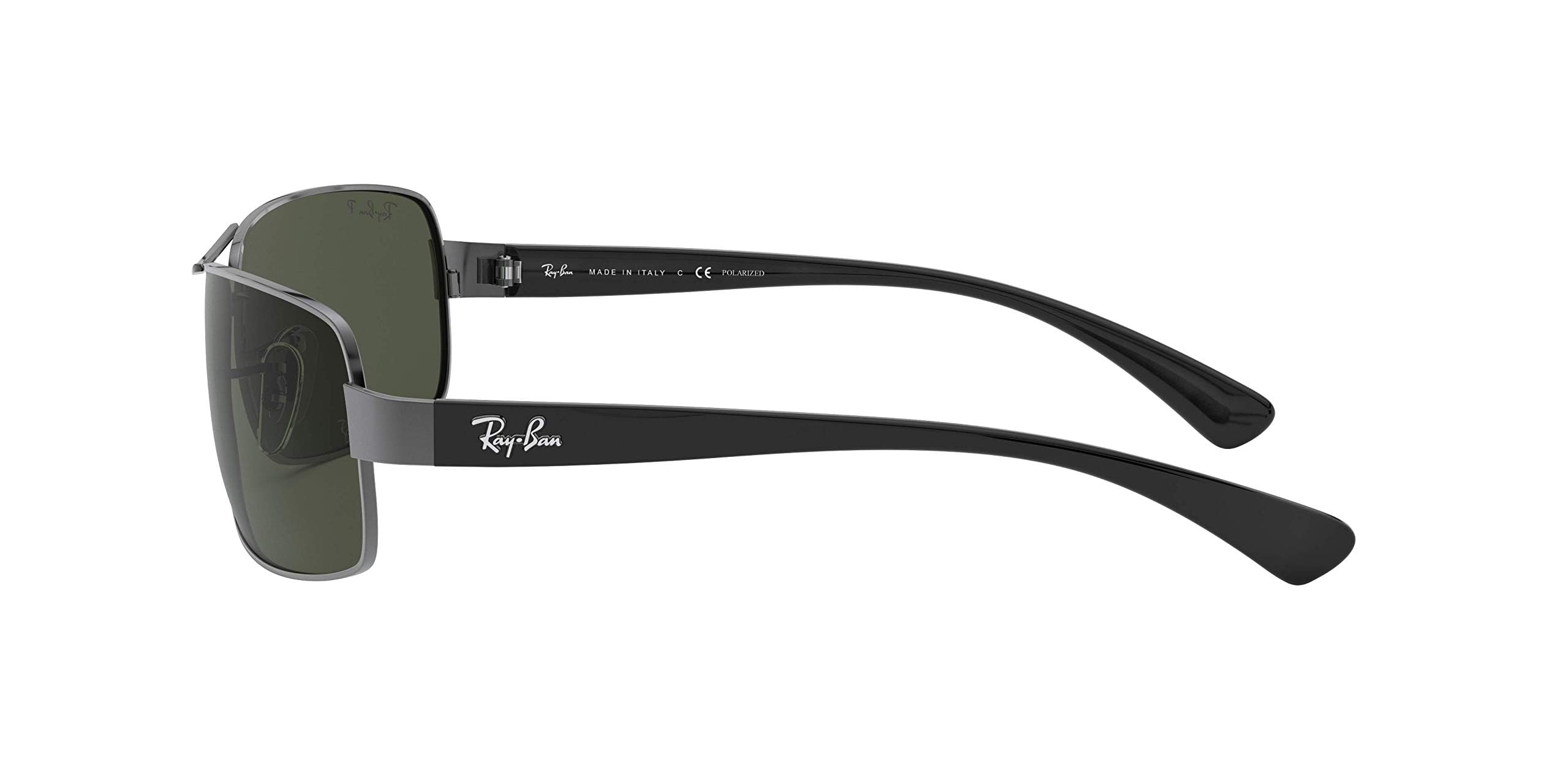 Ray-Ban RB3379 Rectangular Sunglasses, Gunmetal/Polarized Dark Green, 64 mm