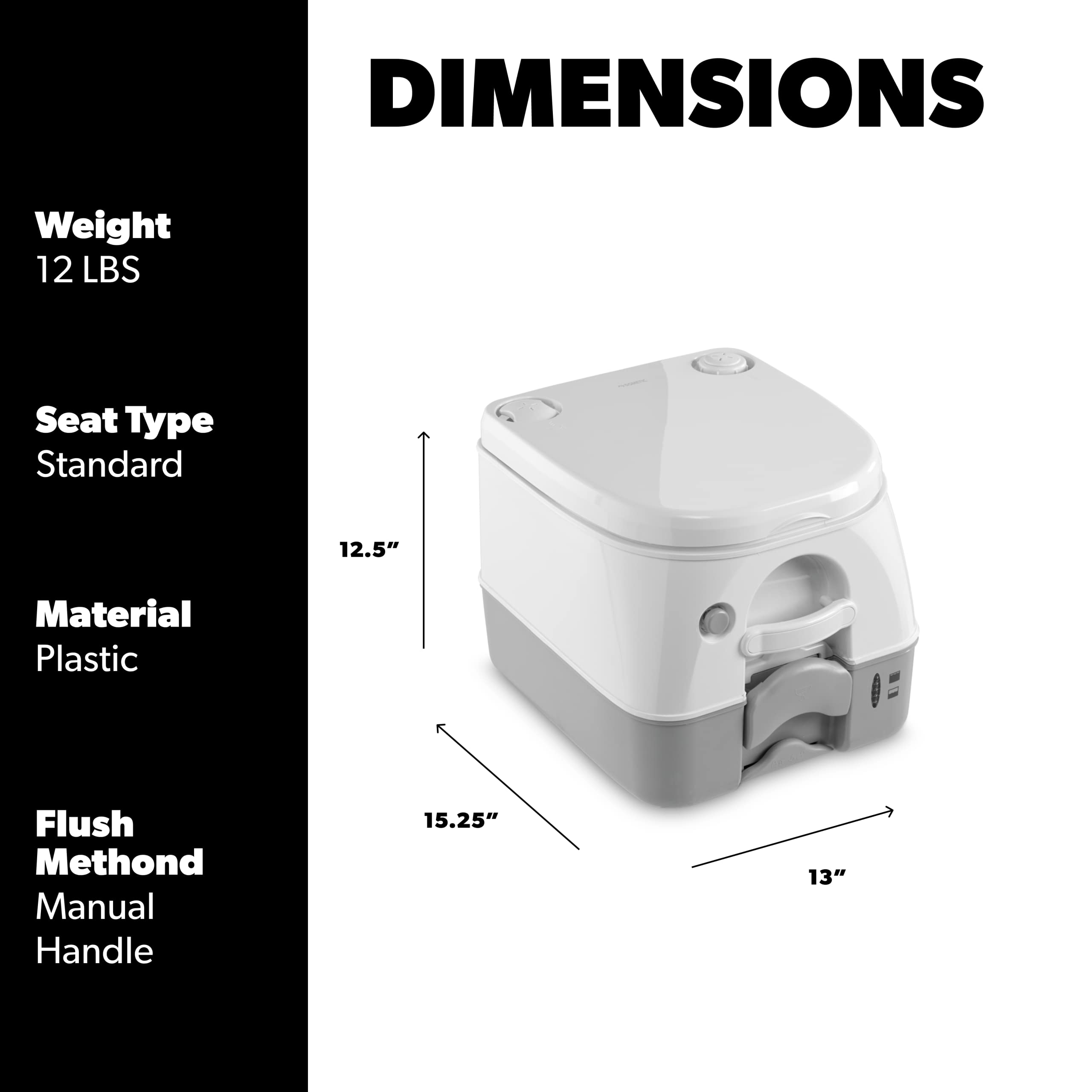 Dometic 1223.0154 301097206 970-Series Portable Toilet - 2.6 Gallon, Gray