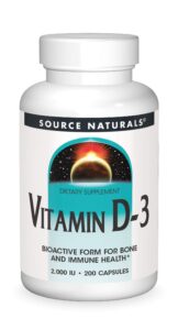 source naturals vitamin d-3, bioactive form for bone & immune health*, 2000 iu - 200 capsules