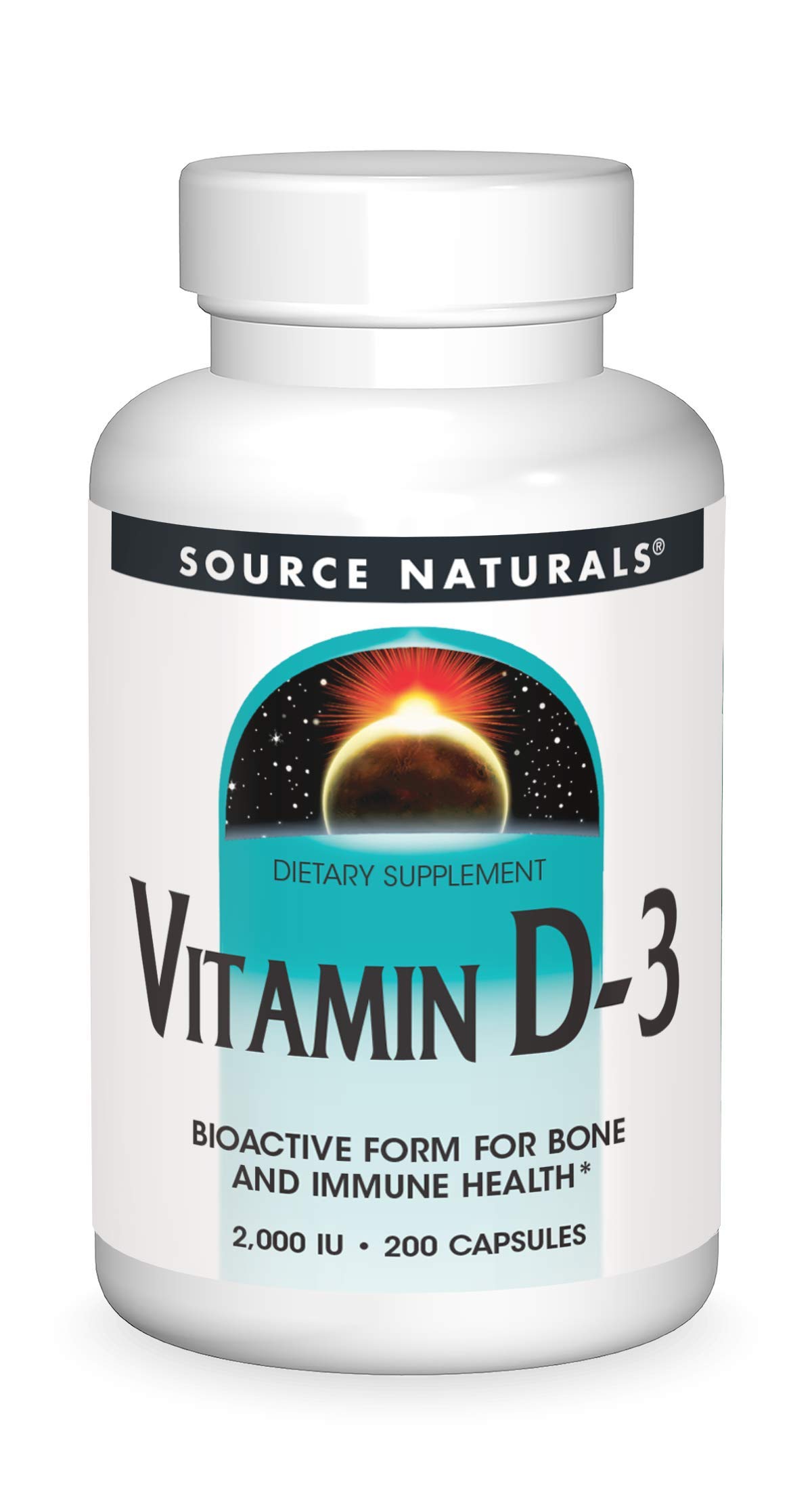 Source Naturals Vitamin D-3, Bioactive form for Bone & Immune Health*, 2000 IU - 200 Capsules