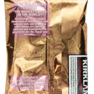 Kirkland Signature 100% Colombian Coffee, Supremo Bean Dark Roast Fine Grind, 42 Pouches(Pack of 1)