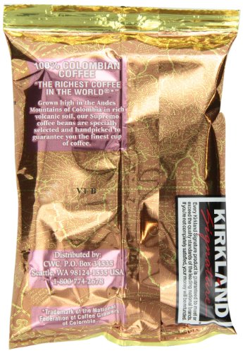 Kirkland Signature 100% Colombian Coffee, Supremo Bean Dark Roast Fine Grind, 42 Pouches(Pack of 1)